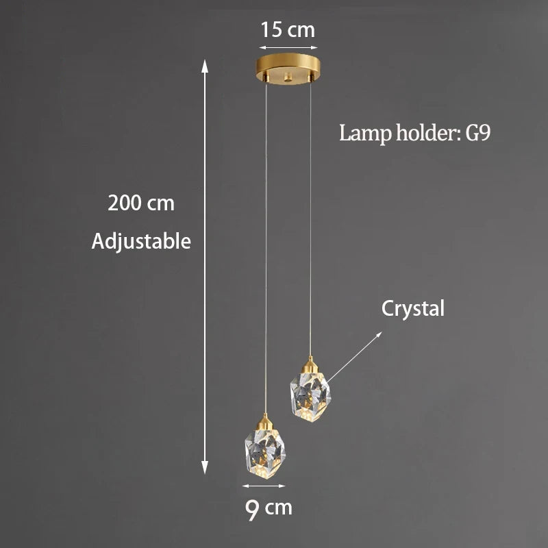 Light Luxury K9 Crystal Small Chandelier - Modern & Minimalist Long Line Light